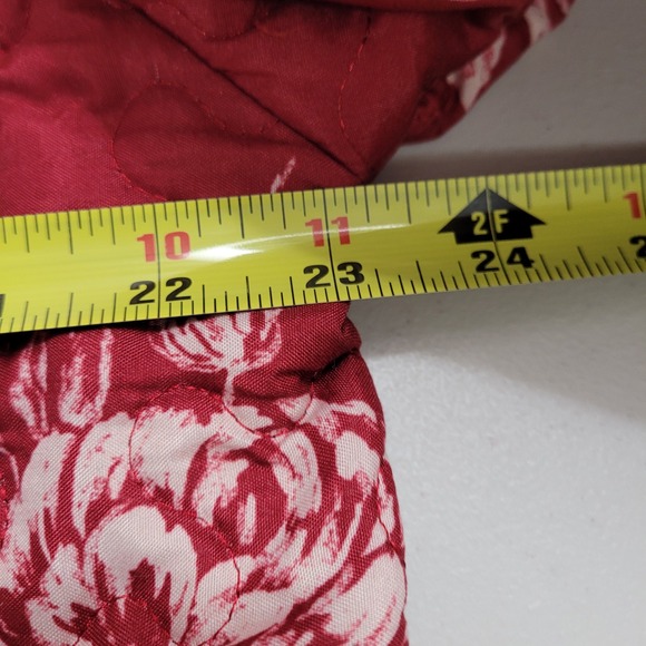 Homemade L Quilted Floral Jacket Womens Red White Button Front Collar Pockets - Picture 4 of 9